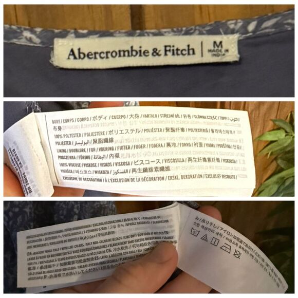 Abercrombie & Fitch Chiffon Floral Wrap Dress in Blue/White - Picture 6 of 7